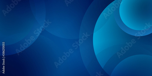 Abstract futuristic dark blue banner with a gradient circle shapes and blur 