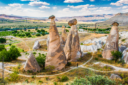 Fairy chimneys view  in Cappadocia of Turkey photo