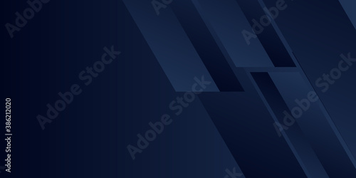 Dark blue abstract presentation background with 3D overlap arrow shape layer