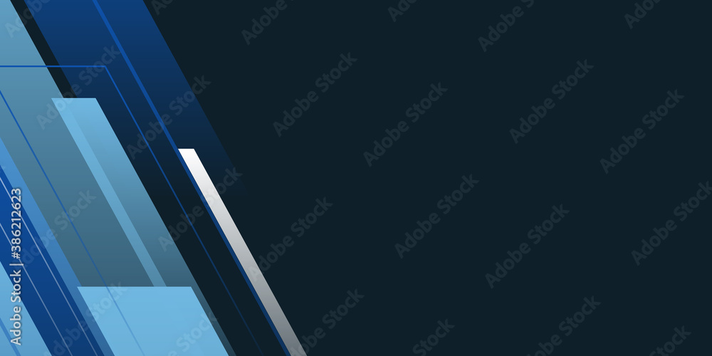 Abstract dark blue technology web header banner. Vector geometric background design with geometric bar liights. Futuristic illustration 