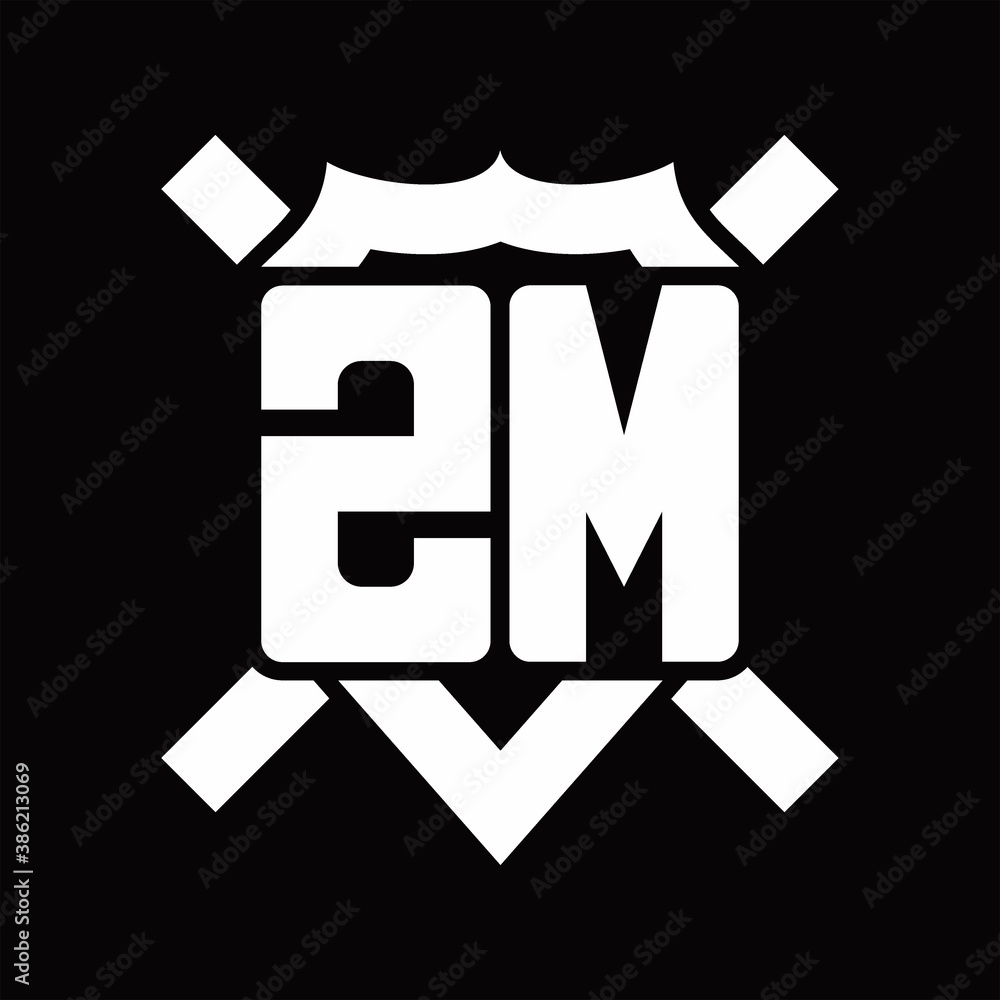ZM Logo monogram isolated on shield shape with rounded line ZM Logo monogram isolated on shield shape with rounded line