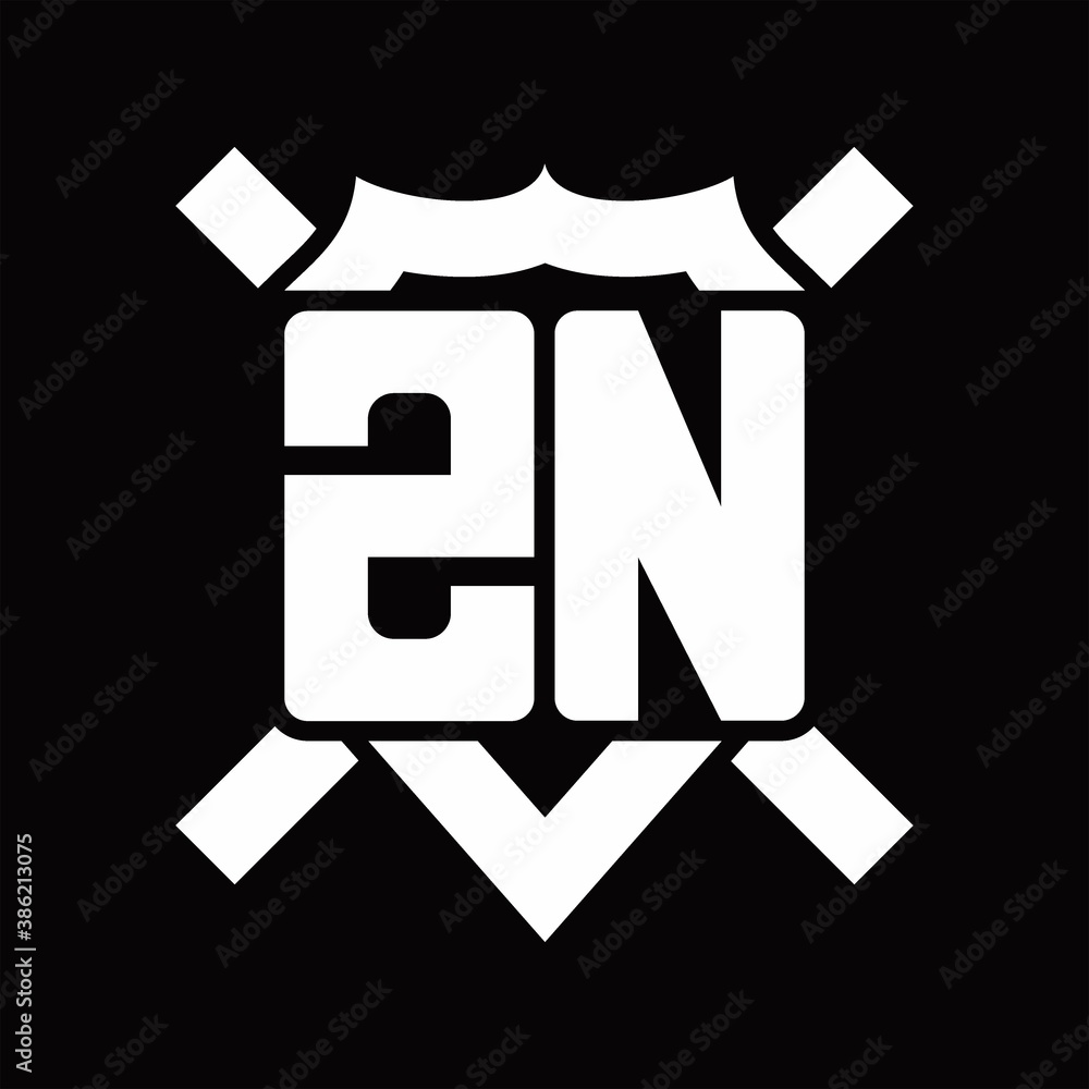 ZN Logo monogram isolated on shield shape with rounded line ZN Logo monogram isolated on shield shape with rounded line