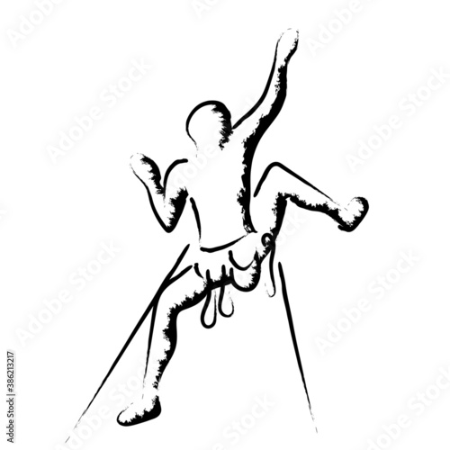 Rock climbing, climber stylized vector illustration