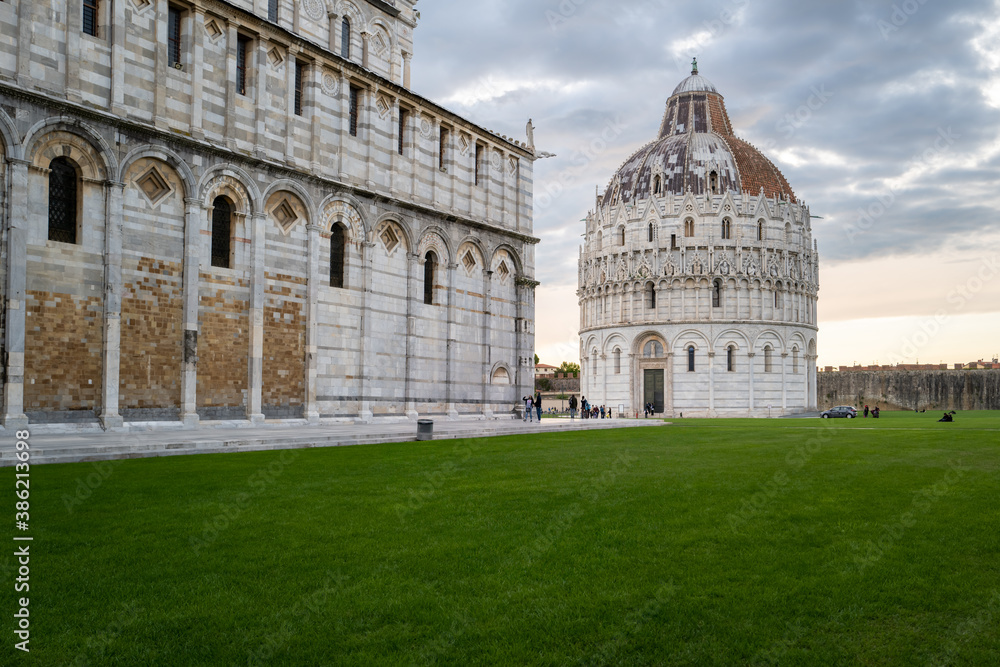 The cathedral and baptistery in Pisa