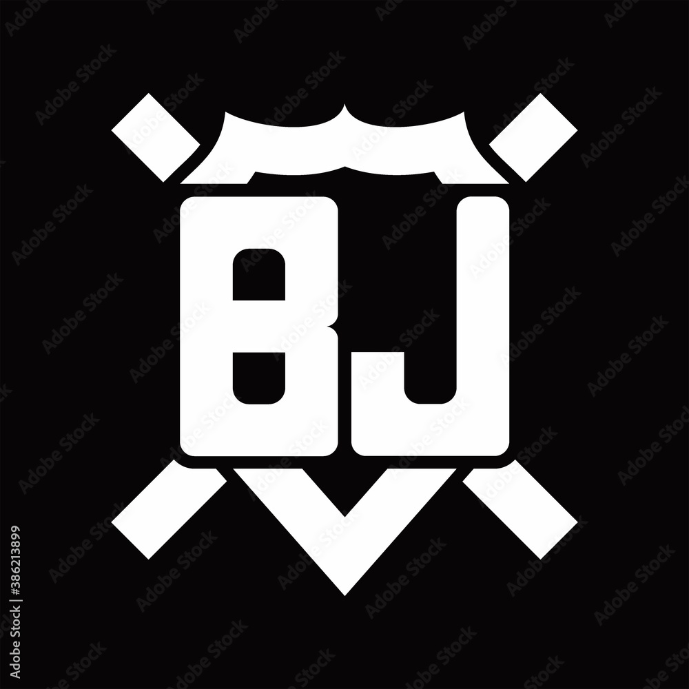 BJ Logo monogram isolated on shield shape with rounded line BJ Logo monogram isolated on shield shape with rounded line