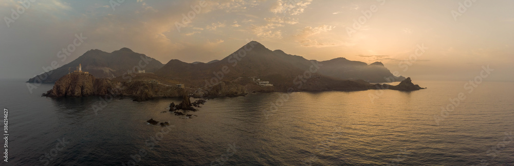 spectacular panoramic view of the Andalusian coast at a beautiful sunrise
