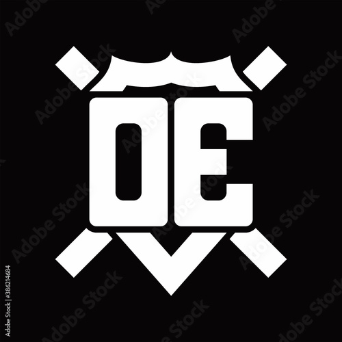 Free Download DE Logo monogram isolated on shield shape with rounded line - GFXLoad