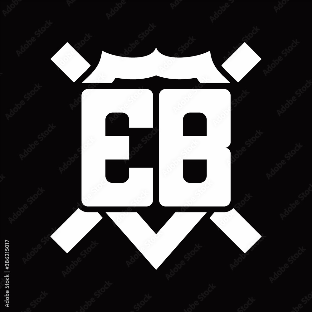 EB Logo monogram isolated on shield shape with rounded line EB Logo monogram isolated on shield shape with rounded line