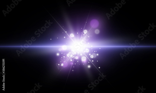 Beautiful light effect, shimmering glare, galaxy, space.