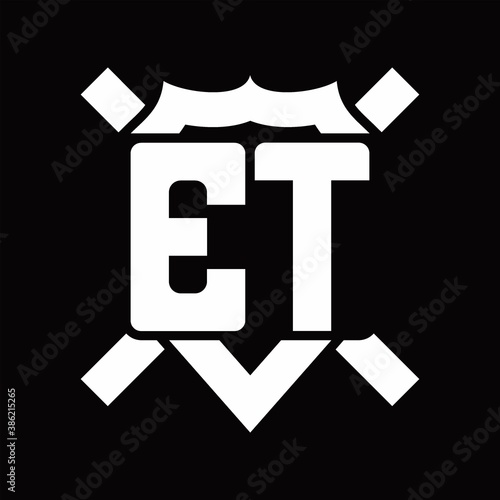 ET Logo monogram isolated on shield shape with rounded line