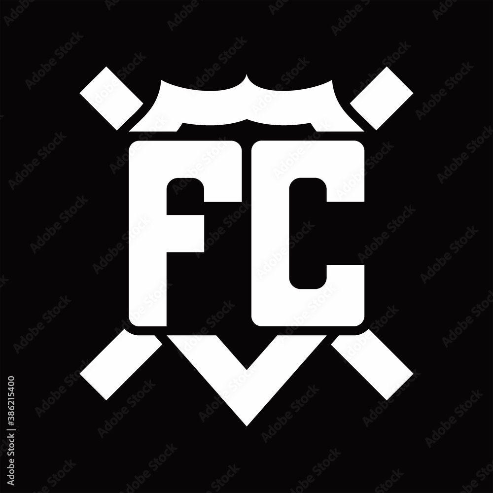 FC Logo monogram isolated on shield shape with rounded line FC Logo monogram isolated on shield shape with rounded line