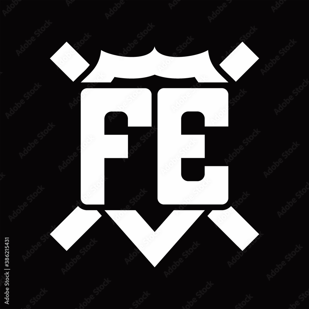 FE Logo monogram isolated on shield shape with rounded line FE Logo monogram isolated on shield shape with rounded line