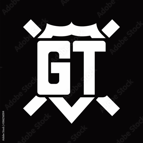 Free Download GT Logo monogram isolated on shield shape with rounded line - GFXLoad