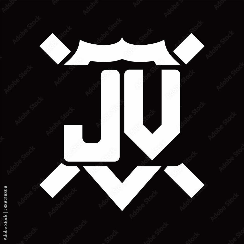 JV Logo monogram isolated on shield shape with rounded line JV Logo monogram isolated on shield shape with rounded line