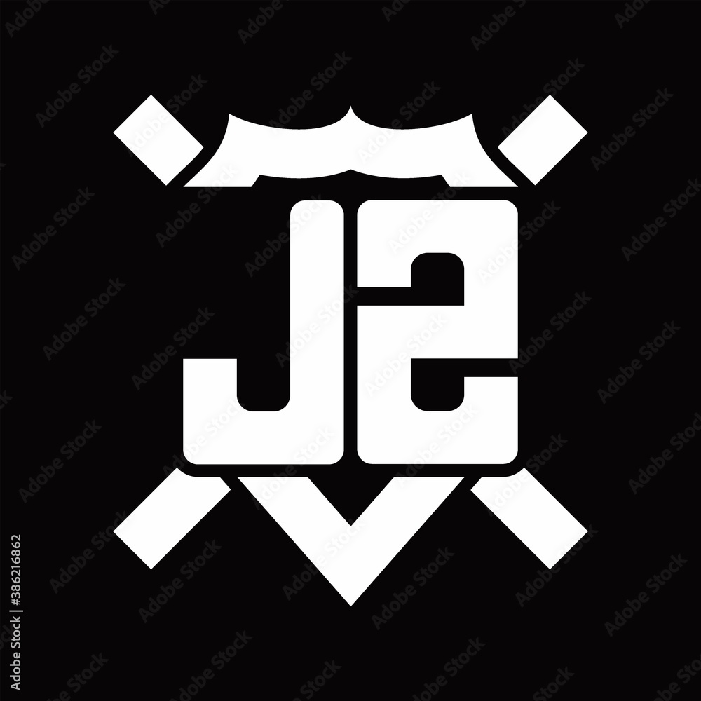 JZ Logo monogram isolated on shield shape with rounded line JZ Logo monogram isolated on shield shape with rounded line