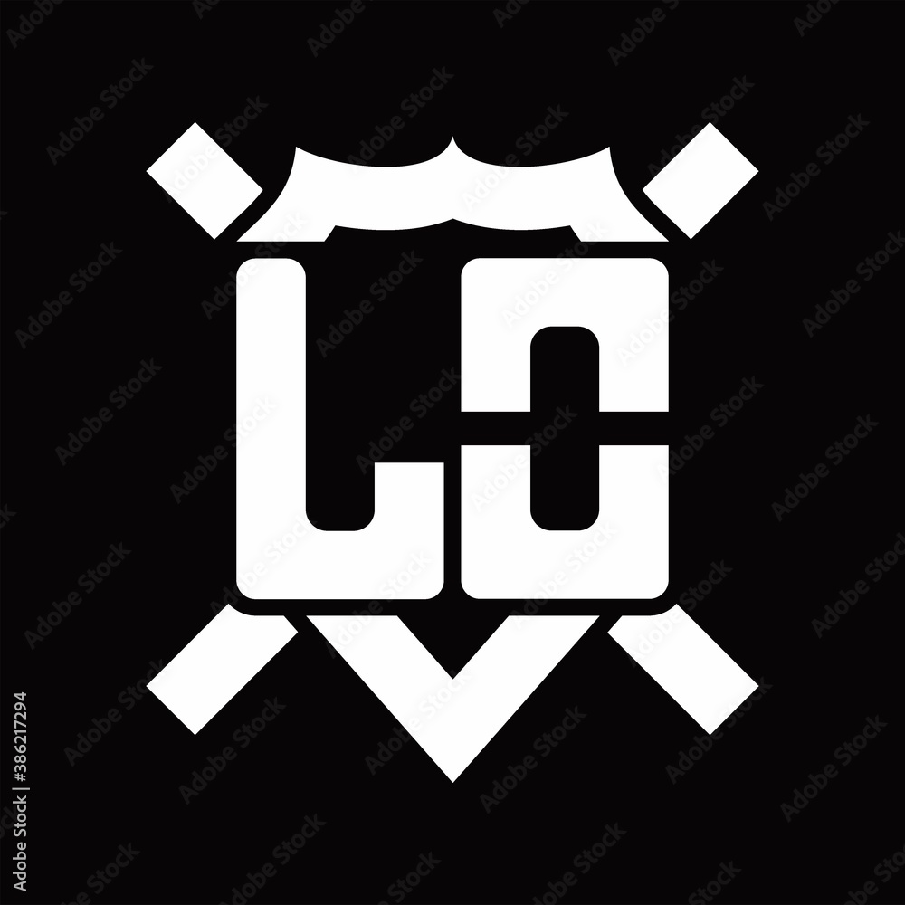 Obraz premium LO Logo monogram isolated on shield shape with rounded line