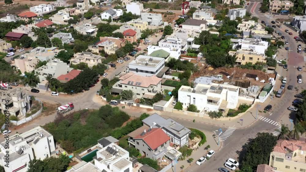 Aerial view of Kiryat Bialik, a small city in Israel north district on a clear day. Aerial view of Kiryat Bialik, a small city in Israel north district on a clear day.