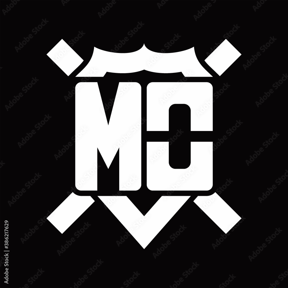 MO Logo monogram isolated on shield shape with rounded line MO Logo monogram isolated on shield shape with rounded line