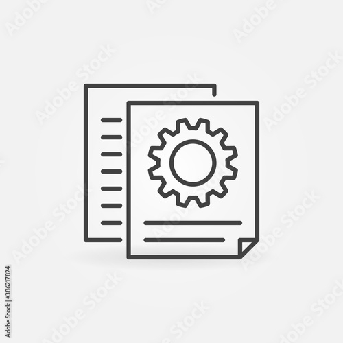 Documents With Cog Wheel vector concept icon or symbol in thin line style
