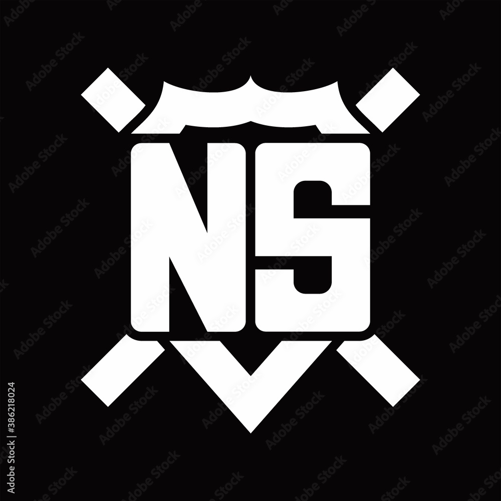 NS Logo monogram isolated on shield shape with rounded line NS Logo monogram isolated on shield shape with rounded line