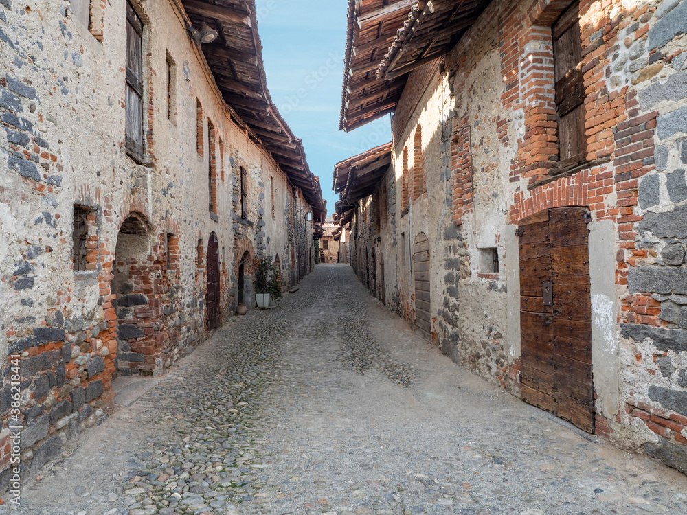 amazing medieval village dating back to the 14th century.Fortified stone village Ricetto di Candelo,Piedmont,Italy.