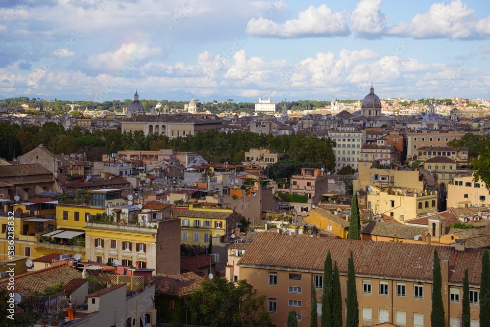 Panoramic view of Rome in the afternoon