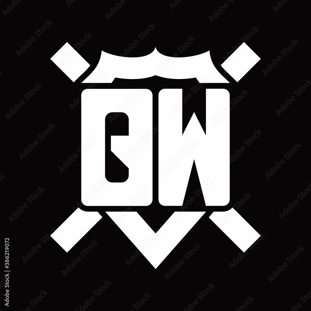 QW Logo monogram isolated on shield shape with rounded line QW Logo monogram isolated on shield shape with rounded line