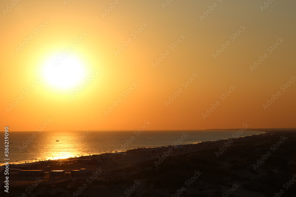 Bright sunset on the Black sea coast