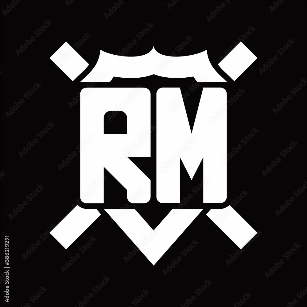 RM Logo monogram isolated on shield shape with rounded line RM Logo monogram isolated on shield shape with rounded line