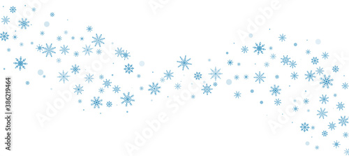 Snowflakes. Snow, snowfall. Falling scattered white snowflakes on a gradient background. Vector	