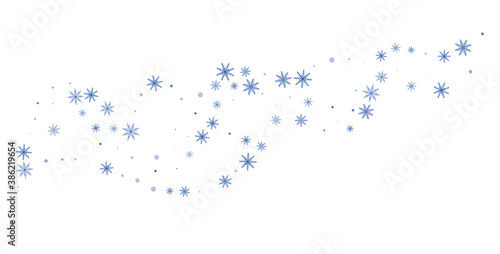 Snowflakes. Snow, snowfall. Falling scattered white snowflakes on a gradient background. Vector 