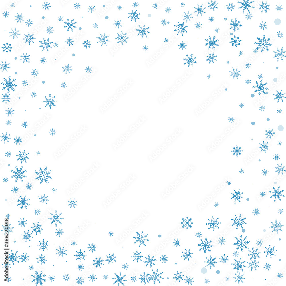Snowflakes. Snow, snowfall. Falling scattered white snowflakes on a gradient background. Vector Snowflakes. Snow, snowfall. Falling scattered white snowflakes on a gradient background. Vector