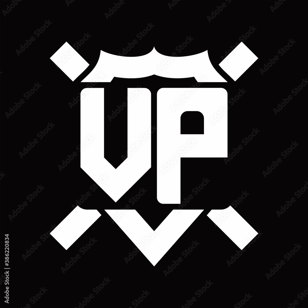 VP Logo monogram isolated on shield shape with rounded line VP Logo monogram isolated on shield shape with rounded line