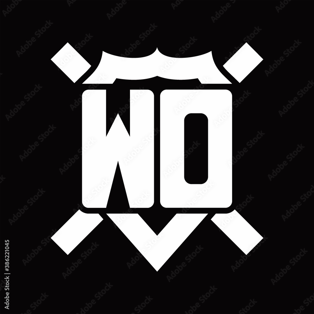 WD Logo monogram isolated on shield shape with rounded line WD Logo monogram isolated on shield shape with rounded line