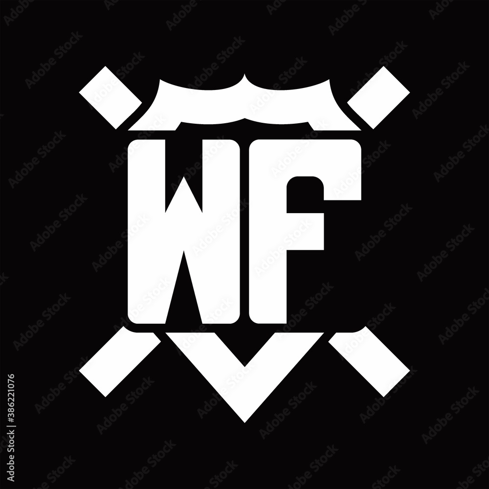 WF Logo monogram isolated on shield shape with rounded line WF Logo monogram isolated on shield shape with rounded line