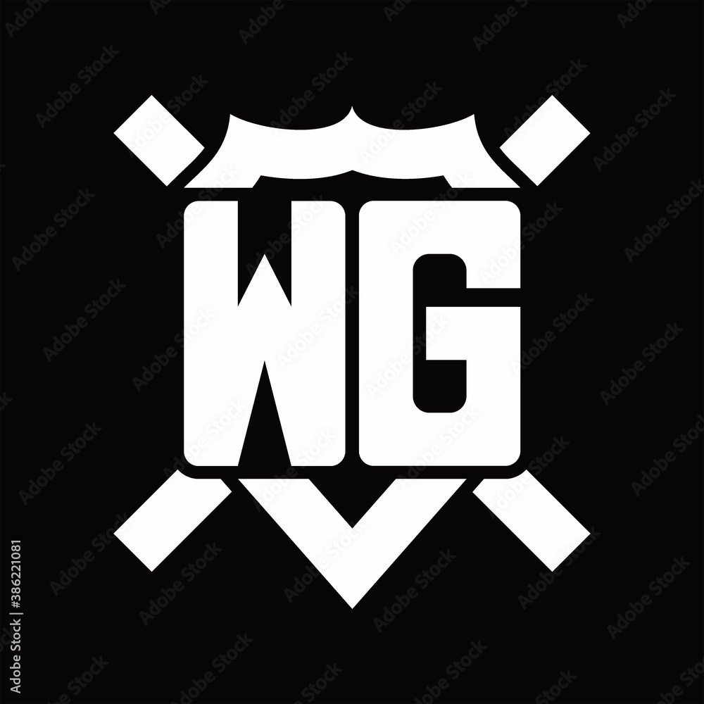 WG Logo monogram isolated on shield shape with rounded line WG Logo monogram isolated on shield shape with rounded line