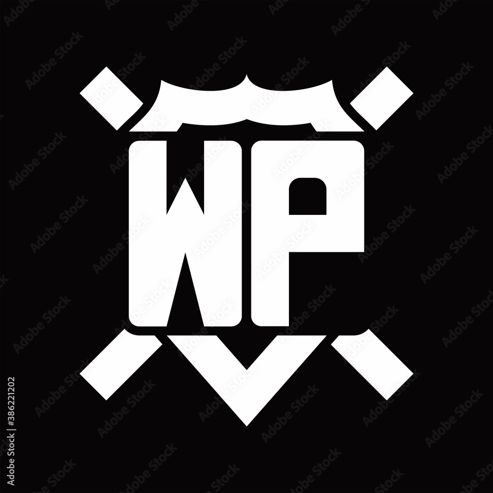 WP Logo monogram isolated on shield shape with rounded line WP Logo monogram isolated on shield shape with rounded line