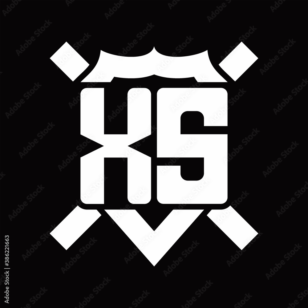 XS Logo monogram isolated on shield shape with rounded line XS Logo monogram isolated on shield shape with rounded line