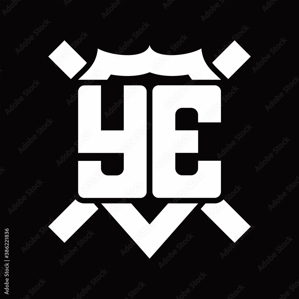YE Logo monogram isolated on shield shape with rounded line YE Logo monogram isolated on shield shape with rounded line
