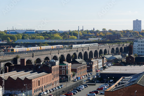 City view with a railway line in Birmingham