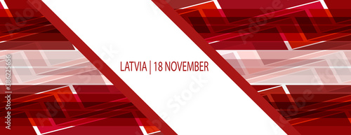 independence day in Latvia . Vector poster with the image of the flag of Latvia in a geometric style. Perfect for banners and postcards. EPS10