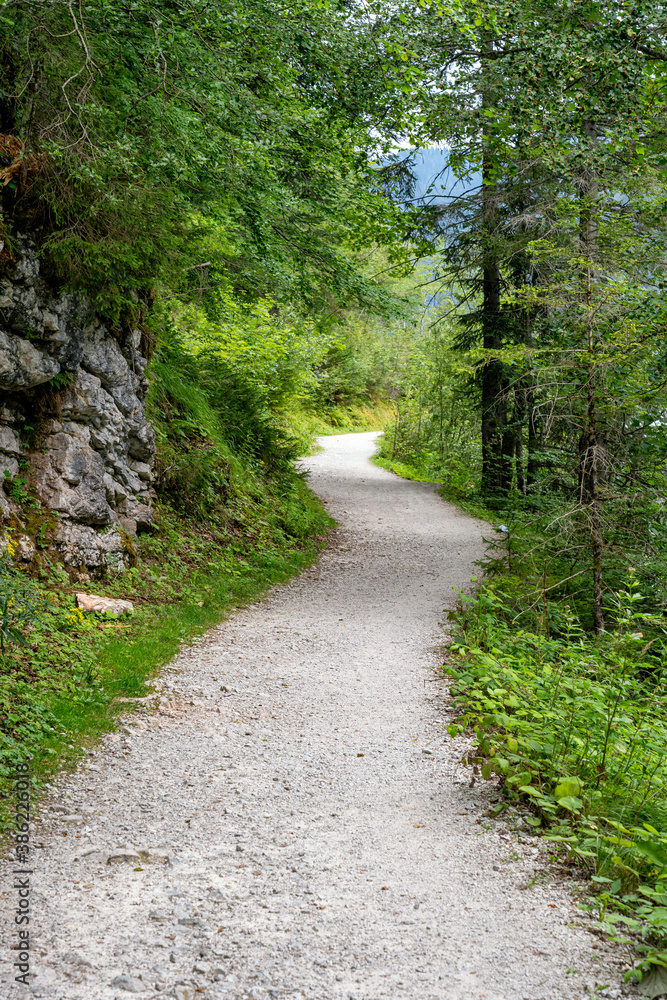 Fototapeta premium Walking Path next to the Gosausee in Upper Austria