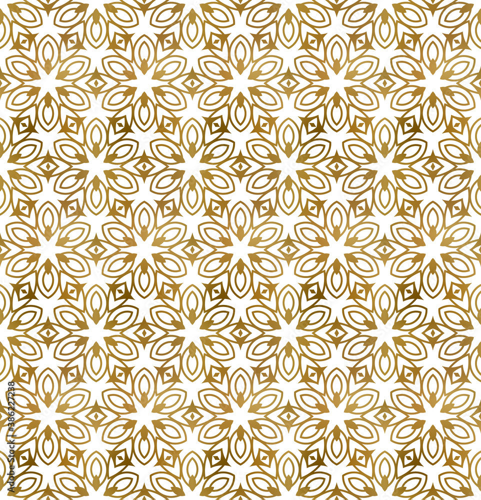 Traditional arabesque seamless pattern. Repeatable background of golden shapes and lines. Traditional arabesque seamless pattern. Repeatable background of golden shapes and lines.