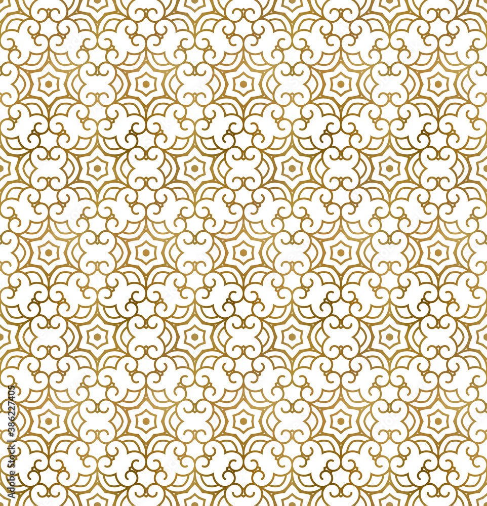 Traditional arabesque seamless pattern. Repeatable background of golden shapes and lines. Traditional arabesque seamless pattern. Repeatable background of golden shapes and lines.