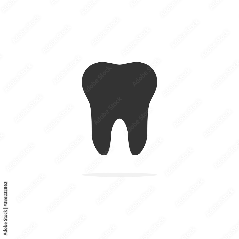 Tooth black icon. Tooth silhouette vector isolated on white background