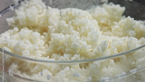 Japanese rice grain rotate and close-up.Traditional Turkish dish. Turkish style rice. Slow motion.