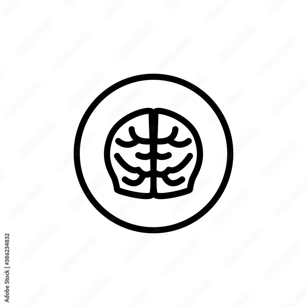 Brain linear medical icon. Vector illustration of brain symbol isolated on white. Design template for medicine or therapy for headache or Alzheimer disease. Brain linear medical icon. Vector illustration of brain symbol isolated on white. Design template for medicine or therapy for headache or Alzheimer disease.
