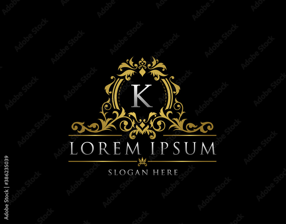 Royal Boutique Badge With K Letter Logo.Classy Elegant Badge design for Boutique, Royalty, Letter Stamp, Hotel, Heraldic, Jewelry, Wedding. Royal Boutique Badge With K Letter Logo.Classy Elegant Badge design for Boutique, Royalty, Letter Stamp, Hotel, Heraldic, Jewelry, Wedding.