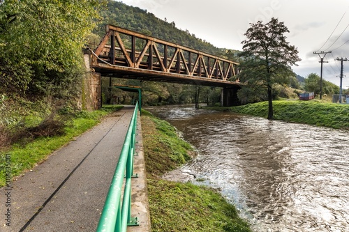 After the storm  and a lot of rain, the water level in Czech republic is very high. There is a risk of flooding. River Loucka near the town of Predklasteri. photo