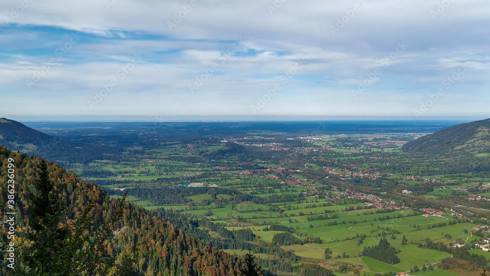 View into the Upper Bavarian plain from Brauneck